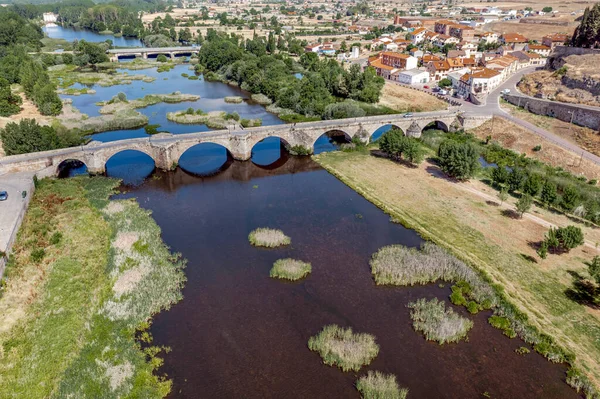 Γέφυρα Και Ποταμού Agueda Ciudad Rodrigo Της Καστίλης Και Λεόν — Φωτογραφία Αρχείου