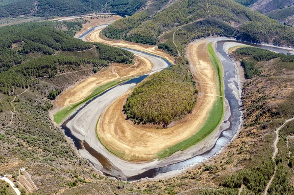 Meandro Del Melero Dibuja Curso Del Río Alagón Las Cercanías —  Fotos de Stock