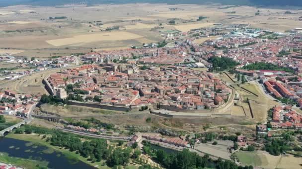 Vista Aérea Panorâmica Ciudad Rodrigo Província Salamanca Espanha Vista Ponte — Vídeo de Stock