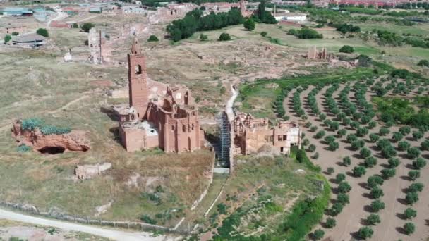 Une Vue Sur Les Vestiges Vieille Ville Belchite Saragosse Espagne — Video