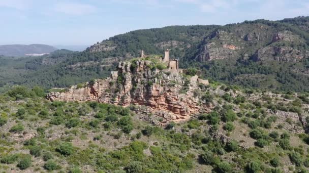 Castelo Miravet Província Cabanes Castellon Espanha Uma Construção Islâmica Com — Vídeo de Stock