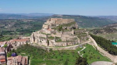 İspanya, Valencia 'daki Morella Maestrazgo' nun panoramik görüntüsü