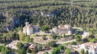 Castle and Santa Maria Church located in Sant Marti Sarroca Catalonia Spain