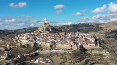 İspanya, Valencia 'daki Morella Maestrazgo' nun panoramik görüntüsü