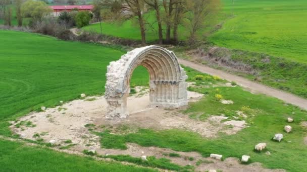 San Miguel Mazarreros Arch Sasamon Burgos Spain — Stok video