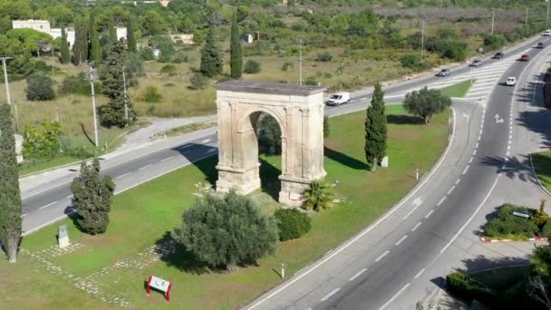 Antico Arco Trionfale Romano Nella Provincia Bara Tarragona Spagna — Video Stock