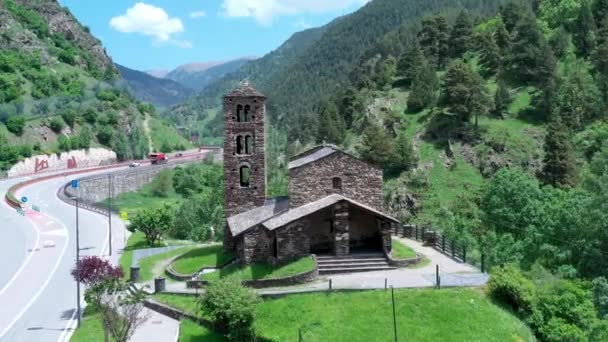 Sant Joan Caselles Canillo Andorra Романська Церква Побудована Xii Столітті — стокове відео