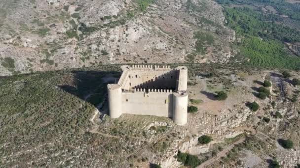 Castelo Medieval Chamado Montgri Topo Montanha Perto Mar Costa Brava — Vídeo de Stock