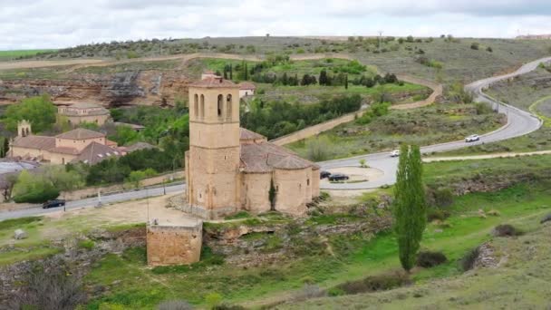 มมองของโบสถ เวร าคร ซในเม องเซโกเว ยในสเปน รายละเอ ยดของแอพ — วีดีโอสต็อก