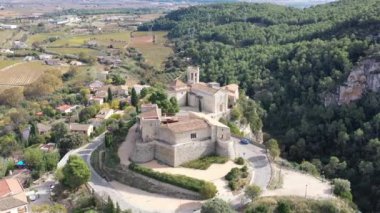 Castle and Santa Maria Church located in Sant Marti Sarroca Catalonia Spain