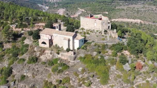 Castellar Burg Und Kirche San Miguel Aguilar Segarra Aus Dem — Stockvideo