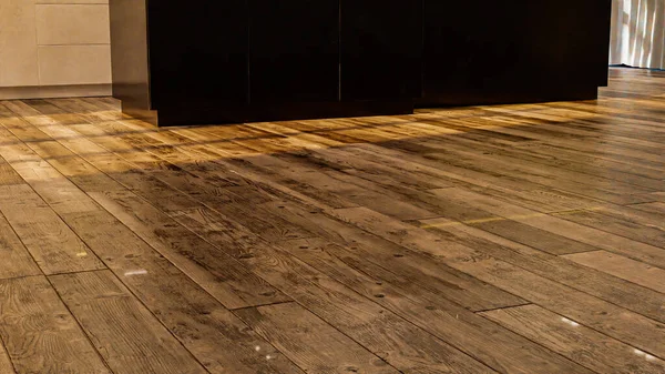 Old Oak Wood Floor Kitchen Wooden Floor — 图库照片