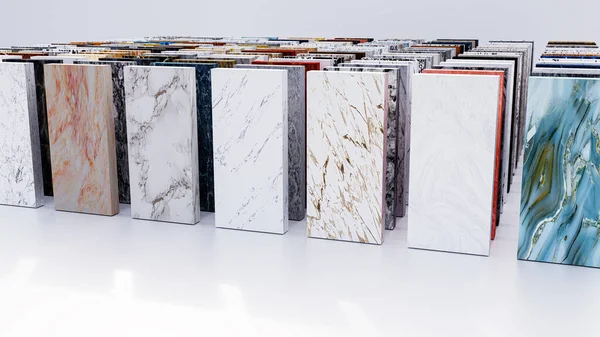 Kitchen with granite countertops colors. Marble countertops for kitchen design. Counters tops color sample quartz showcase.
