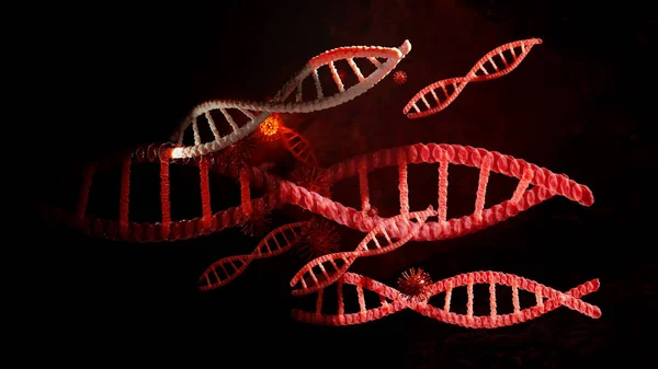 Dna Molecule Chain Spiral Red — Zdjęcie stockowe