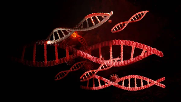 Dna Molecuulketen Spiraal Rood — Stockfoto