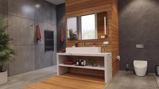 Modern Bathroom Interior Design Marble Bathroom Vanity Residential Bathroom New — Stock videók