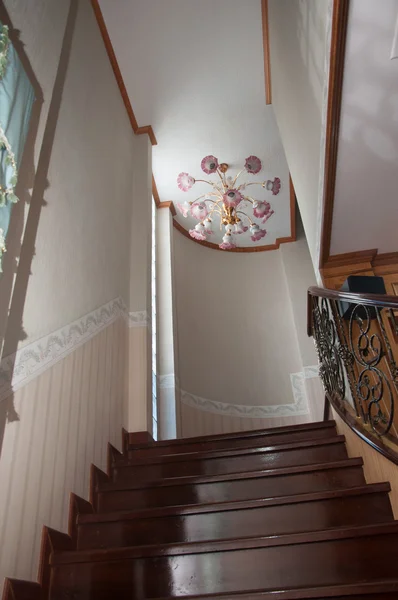 Pink lamp decoration above the ladder to up stair — Stock Photo, Image