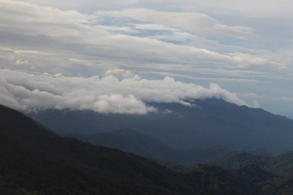 Montanha alta com névoa e nuvem — Fotografia de Stock