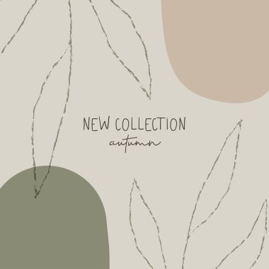 Modern soyut sanat şekilleri ve dokuları ile Yeni Sonbahar Koleksiyonu moda çerçeve afişi