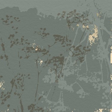 Çiçek karalama çiçekleri ve botanik elementlerle dolu kırsal bir arka plan.