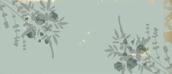 Květinové venkovské pozadí s ručně kreslené čmáranice květiny a botanické prvky — Stockový vektor