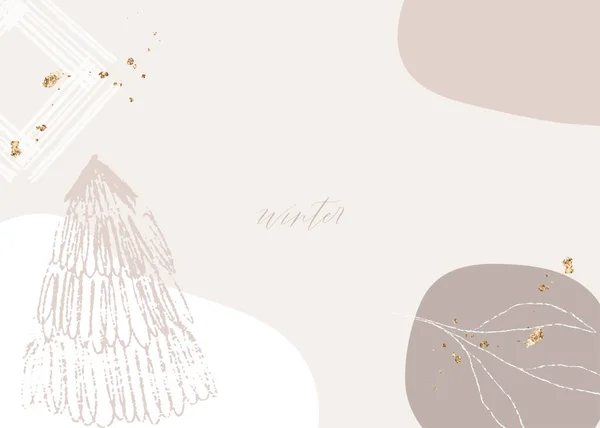 Árboles de Navidad dibujados a mano texturas abstractas tarjeta de felicitación o postal — Archivo Imágenes Vectoriales