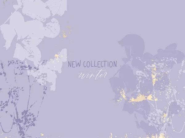 Fond rustique floral de couleur violet à la mode avec des fleurs et des plantes — Image vectorielle