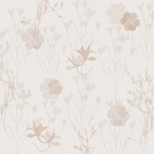 Jemné akvarel botanické digitální papír květinové pozadí v měkké základní nahota béžové tóny — Stock fotografie