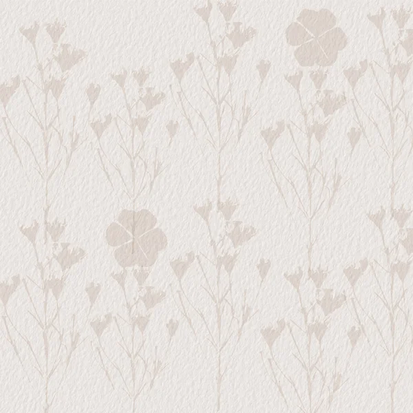柔和的基本裸体米色色调精致的水彩画植物数码花纸背景 — 图库照片