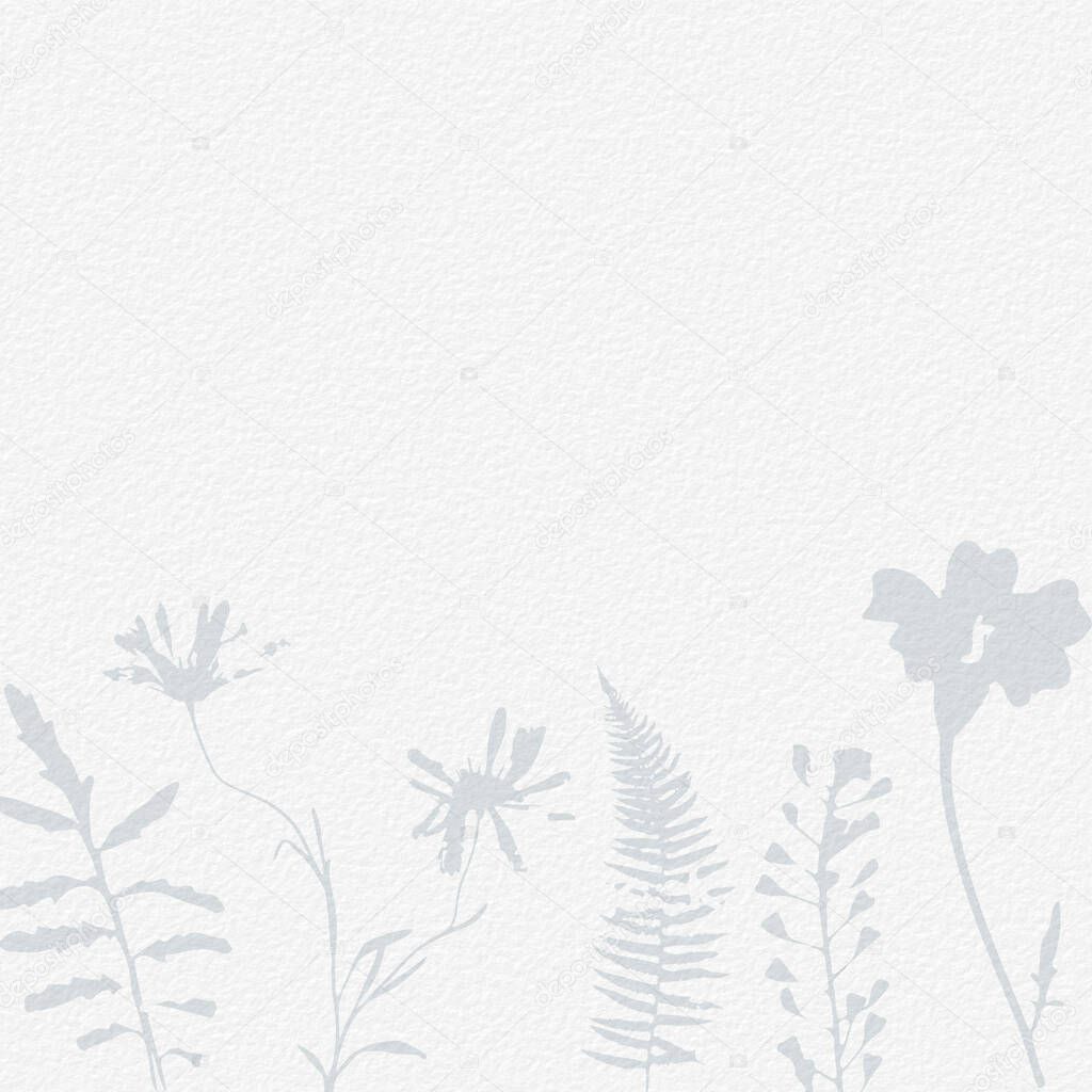 Delicate watercolor botanical digital paper floral background in soft basic nude blue grey tones. Neutral elegant pattern on white organic paper texture