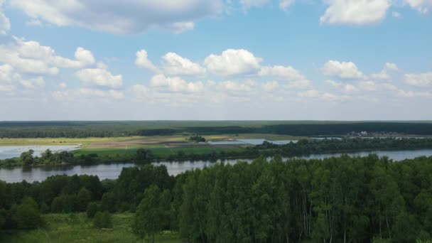 Rusya Pushchino Güneşli Bir Günde Oka Nehri Üzerinde Uçan Bir — Stok video