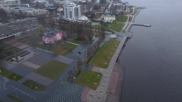 Rusya Petrozavodsk 2021 Bir Dan Şehrin Havadan Görüntüsü Karelia Cumhuriyeti — Stok video