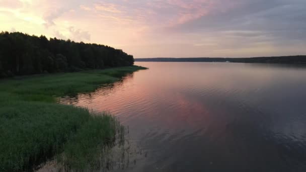 Καλοκαίρι Εναέρια Βίντεο Του Τοπίου Volga River Ένα Μεγάλο Ποτάμι — Αρχείο Βίντεο
