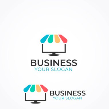 Çevrimiçi Dükkan Logosu Tasarım Vektörü. Vektör illüstrasyonu