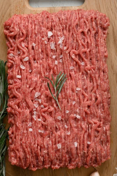 Raw Mince Beef Ground Meat Black Background Top View Copy — Stock Photo, Image