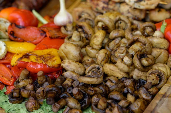 Grilled Mushrooms Street Food Festival — Stock Photo, Image