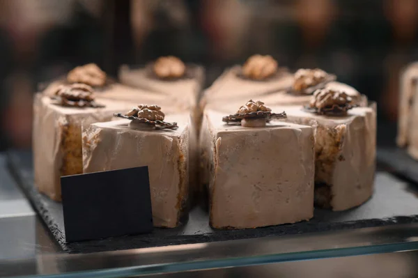 Ízletes Torta Kávézóban Torta Annak Érdekében Hogy Eladó Étteremben — Stock Fotó