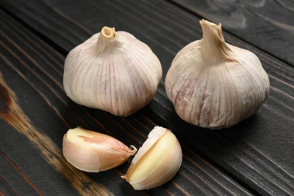 Fresh Garlic Rustic Wooden Background — Stockfoto