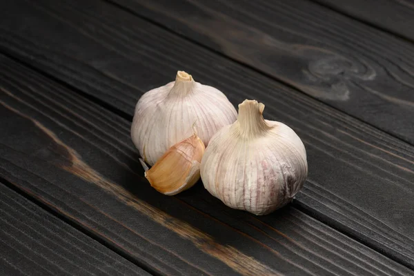 Fresh Garlic Rustic Wooden Background — Stockfoto