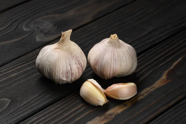 Fresh Garlic Rustic Wooden Background — Stockfoto