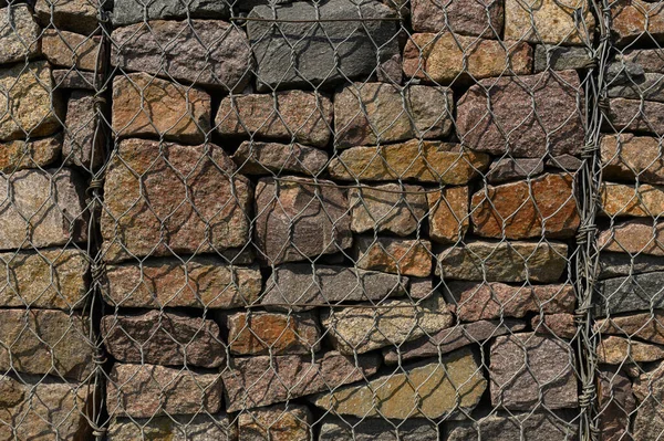 Stone Wall Pattern Wild Stone Metal Mesh Wall Stone Wall — Stok fotoğraf