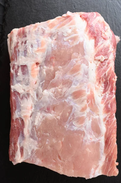 Large Piece Pork Loin Rustic Dark Background — Stock Photo, Image