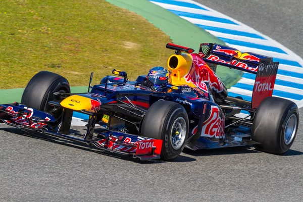 Team rode stier f1, sebastian vettel, 2012 — Stockfoto