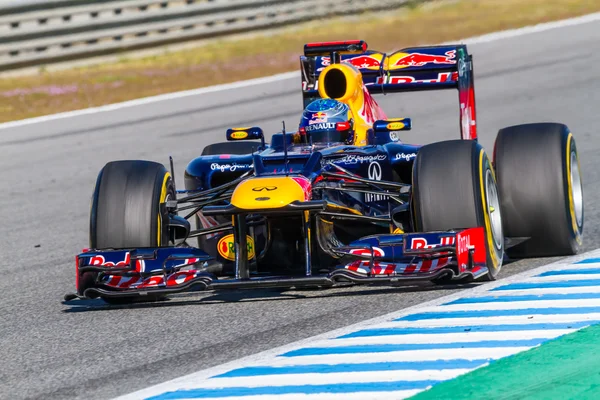 Team rode stier f1, sebastian vettel, 2012 — Stockfoto