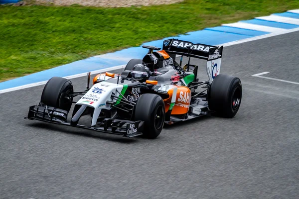 Equipo de la fuerza india f1, sergio Pérez, 2014 — Foto de Stock