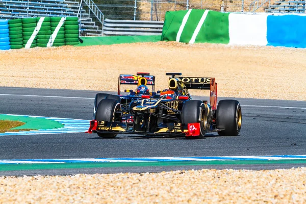 Týmu lotus renault f1, romain grosjean, 2012 — Stock fotografie