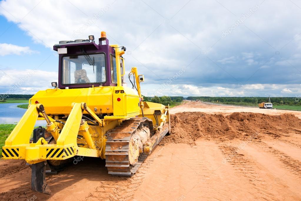 Bulldozer during road works