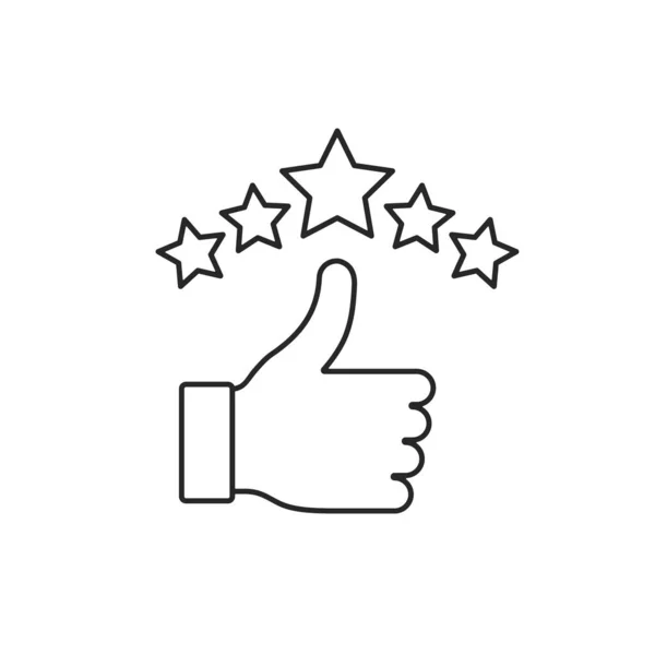 Великий Палець Вгору Зірки Якість Рейтингу Лінії Піктограми Векторні Ілюстрації — стоковий вектор