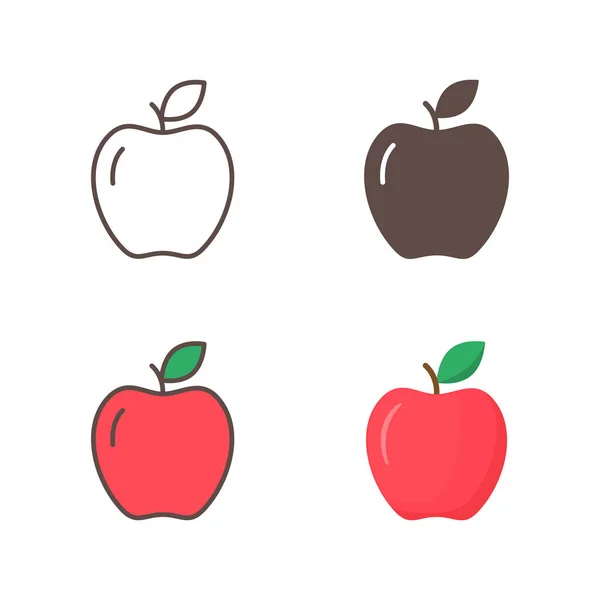 Conjunto Iconos Apple Vector Apple Símbolos Planos Para Diseño Web — Vector de stock