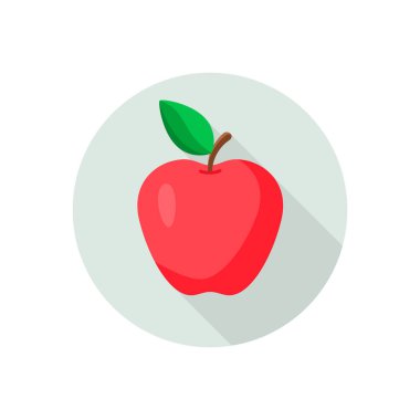 Apple icon flat vector isolated on circle illustration.